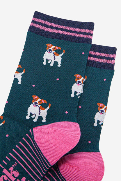 Women's Bamboo Socks - Forest Green/Navy, Jack Russell