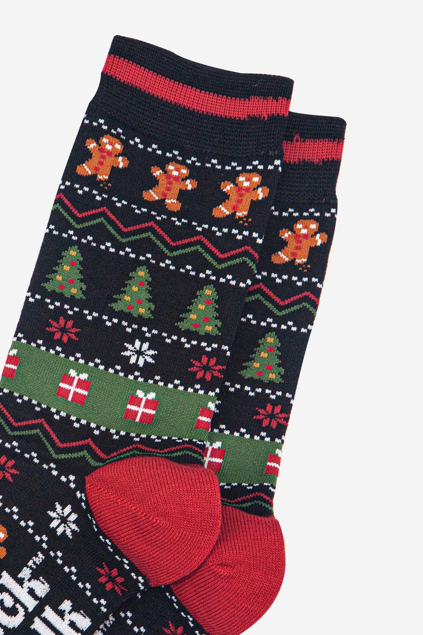 Men's Bamboo Socks - Black/Khaki, Gingerbread Fair Isle