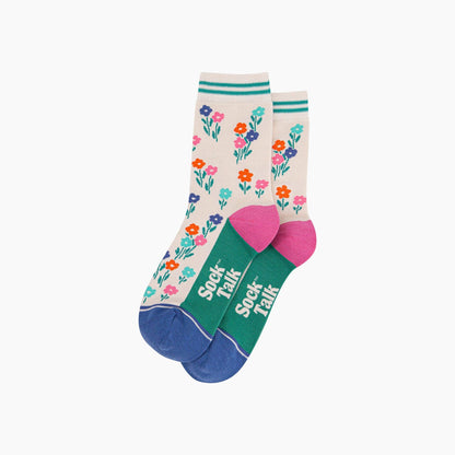 Wildflowers Bamboo Socks in Cream