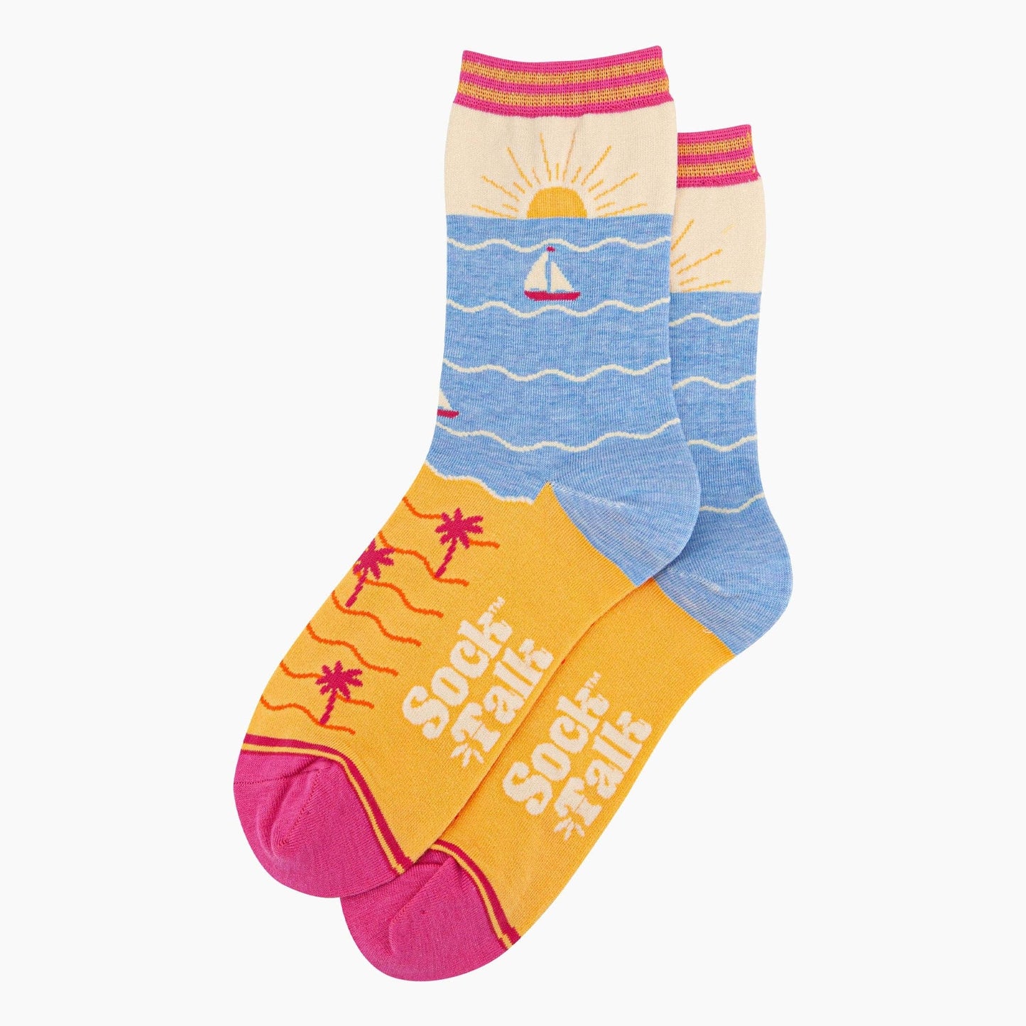 Beach Sunset Bamboo Socks in Blue/Yellow