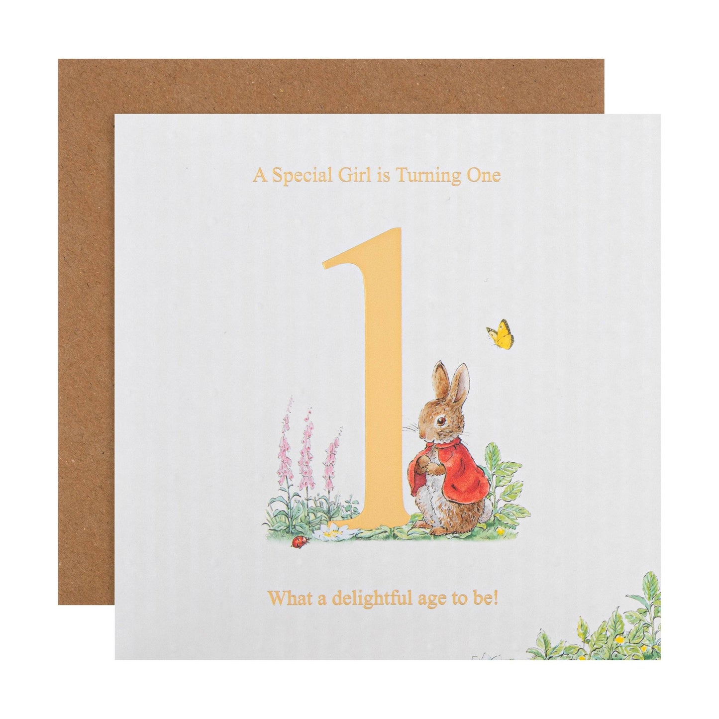 1st Birthday Card - Beatrix Potter Flopsy Bunny Design