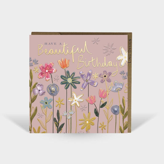 Meadow Birthday Card for Her Friend Embos Foil Flowers
