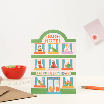Playful Bug Hotel Birthday Card for Kids with Cute Critters