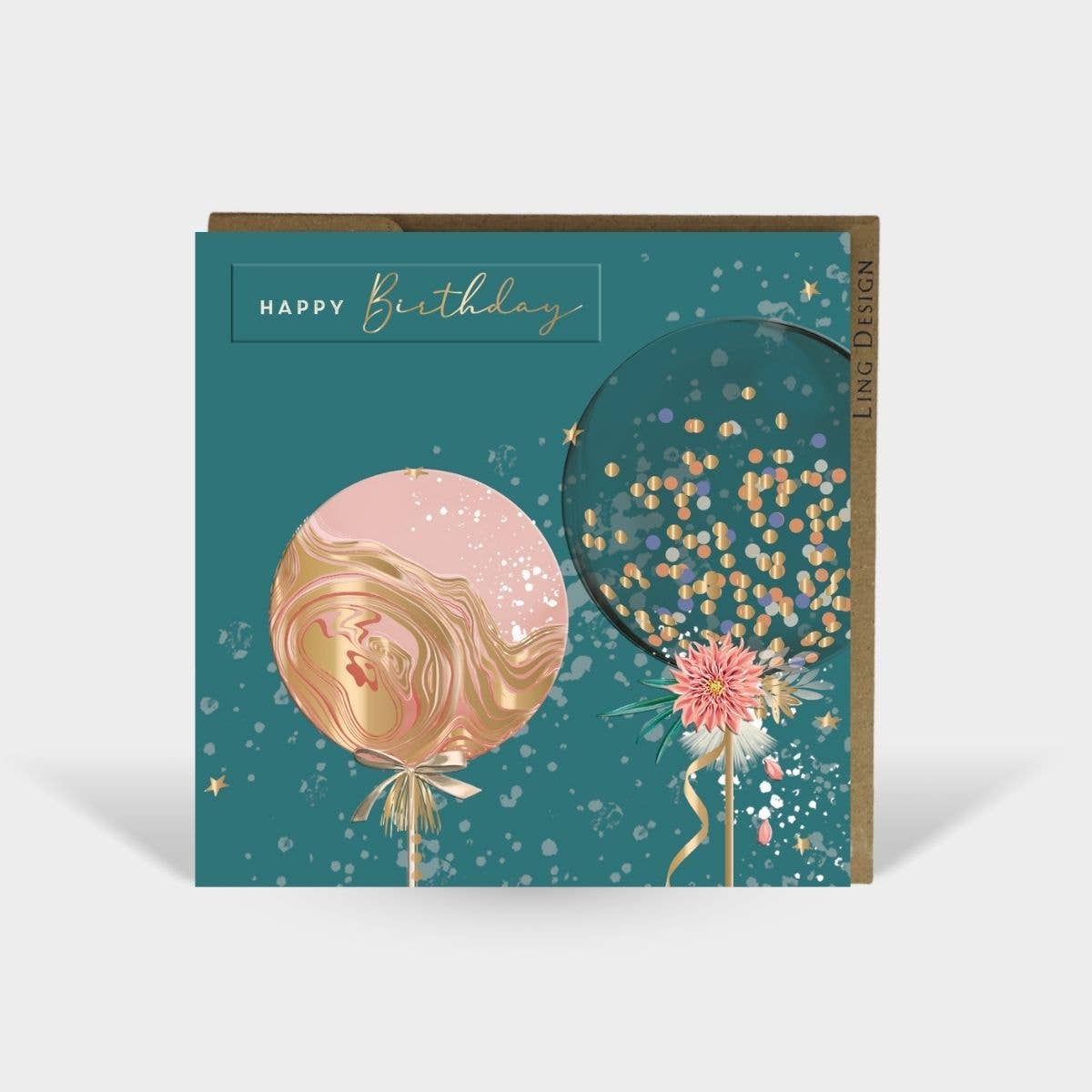 Birthday Balloons Card for Her Square Friend