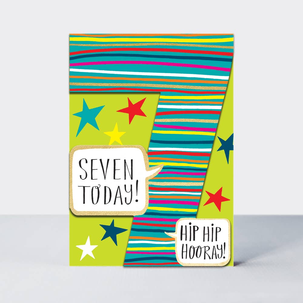 Ditto - Age 7 Boy/Stars & Stripes Birthday Card – Dolly Daydream