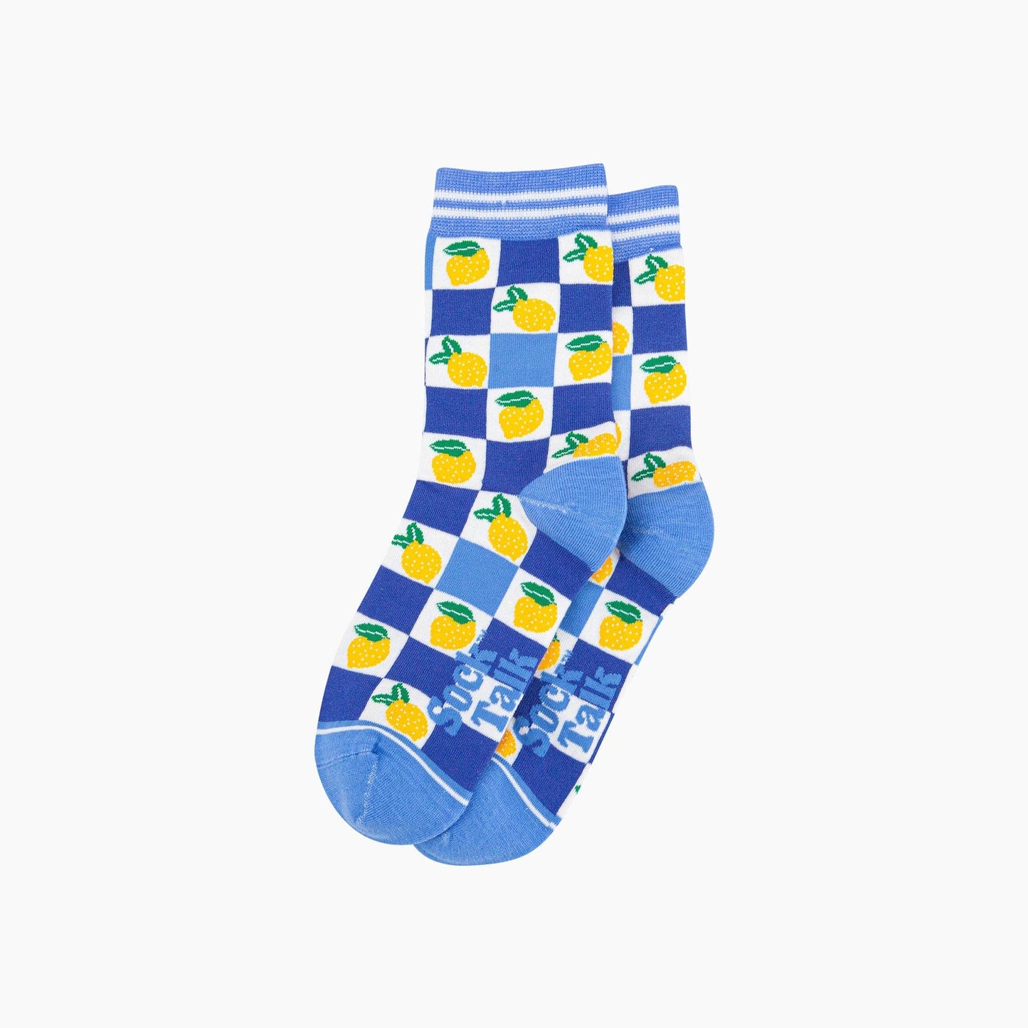 Lemon Checkerboard Bamboo Socks in Blue