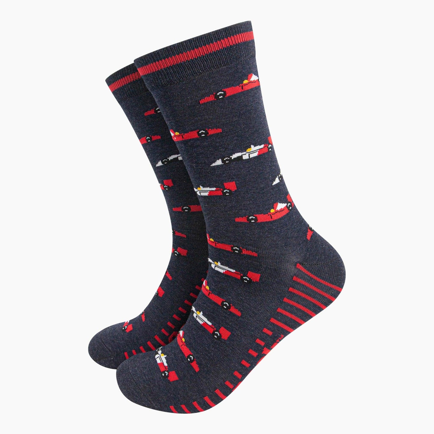 Men's Bamboo Socks - Navy, Race Cars F1