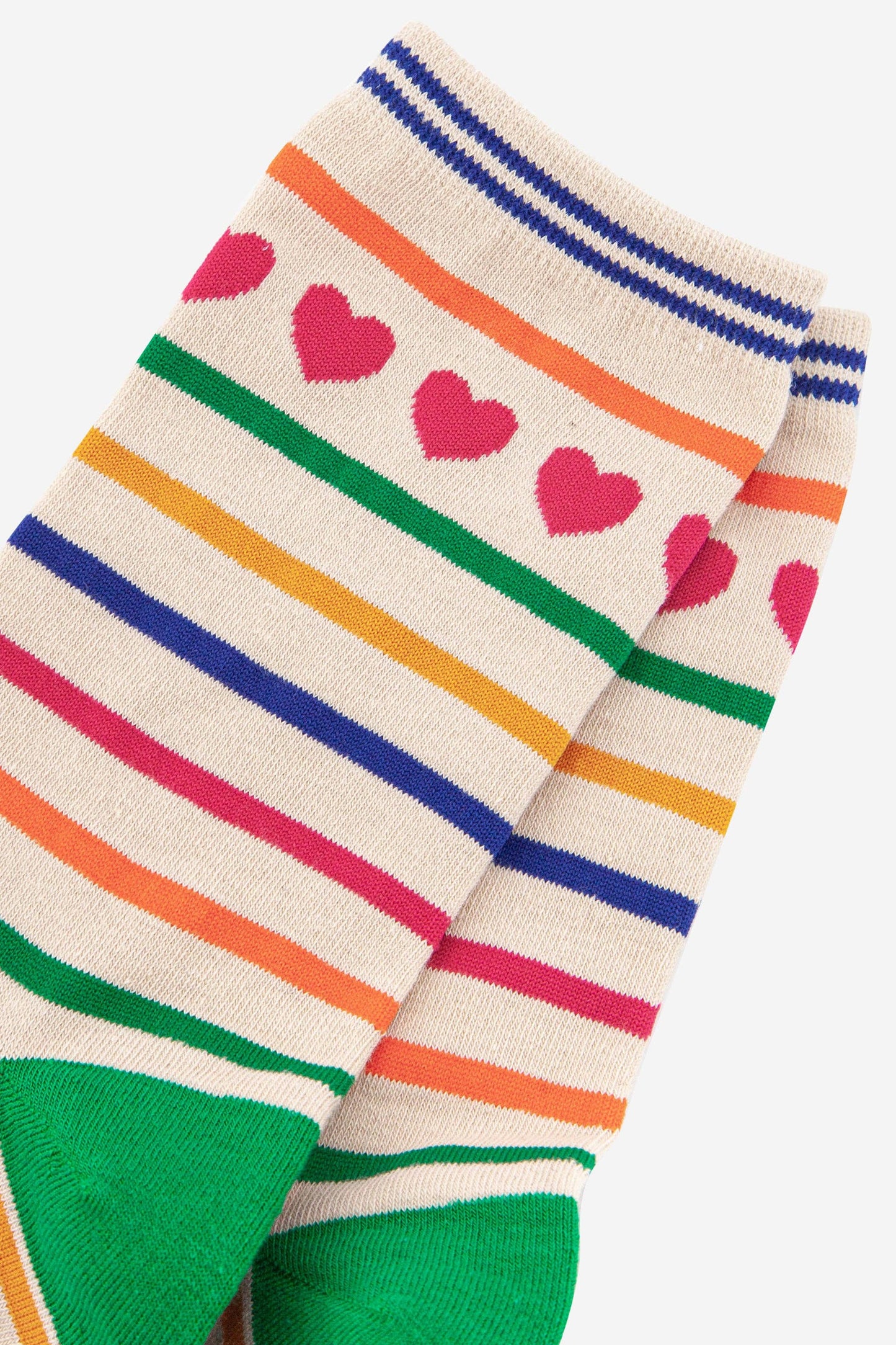 Women's Heart and Stripe Print Bamboo Socks