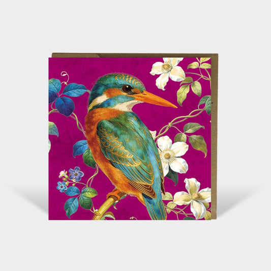 Floral Botanical Open Card Birthday Occasion Kingfisher