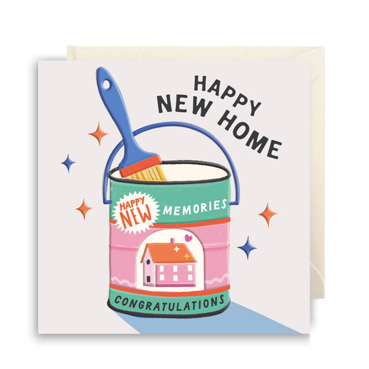 Happy New Home paint tin and brush