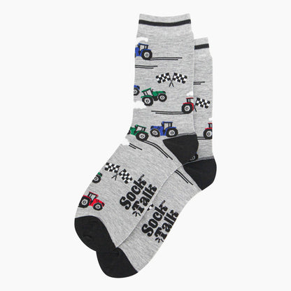 Men's Bamboo Socks - Grey, Tractor Racing
