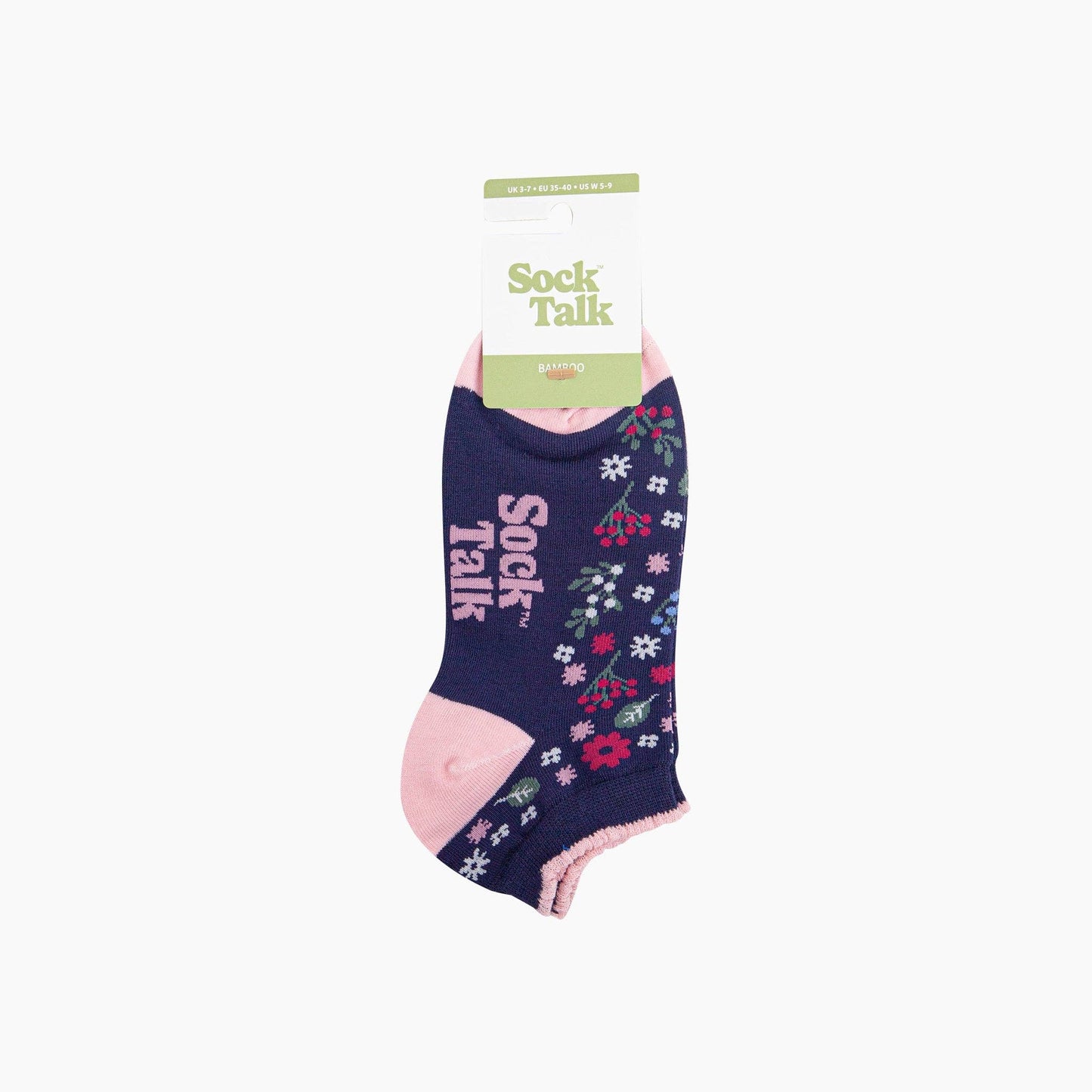 Wildflowers Bamboo Trainer Socks in Navy Blue
