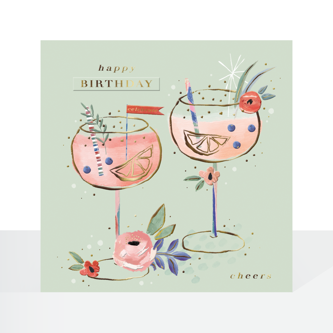 Bellini Fizz cocktails - birthday card