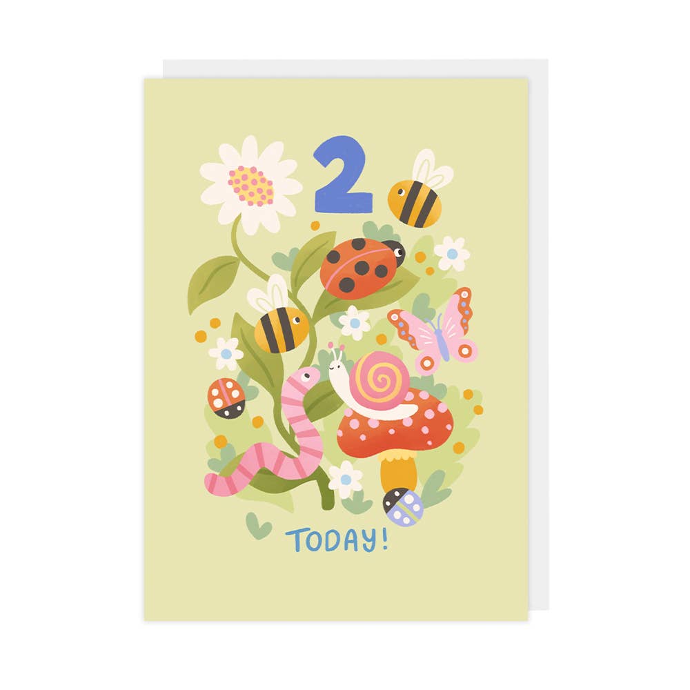 Children’s 2nd Birthday Card – Nature Garden Design