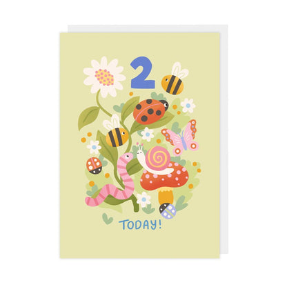 Children’s 2nd Birthday Card – Nature Garden Design