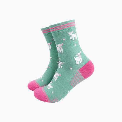 Spring Lambs Bamboo Socks in Green