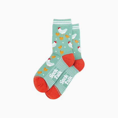 Hens and Chicks Bamboo Socks in Green