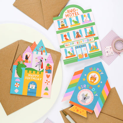 Playful Bug Hotel Birthday Card for Kids with Cute Critters