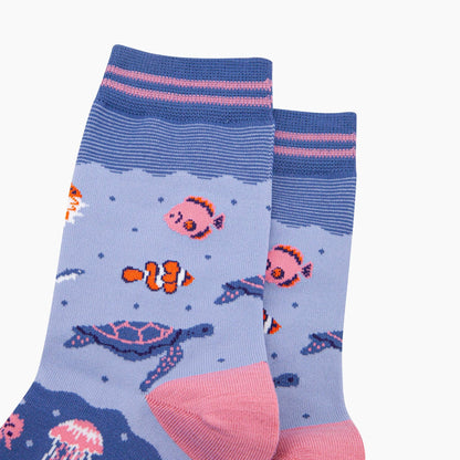 Under the Sea Bamboo Socks in Blue