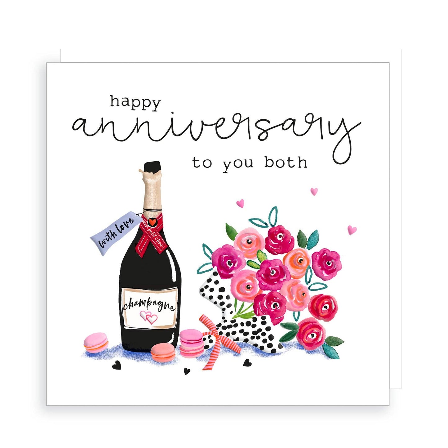 Happy Anniversary to you Both - Champagne and Flowers