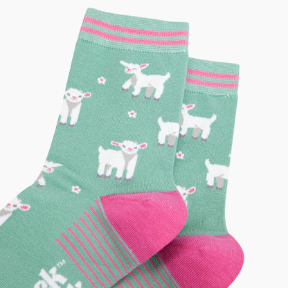 Spring Lambs Bamboo Socks in Green