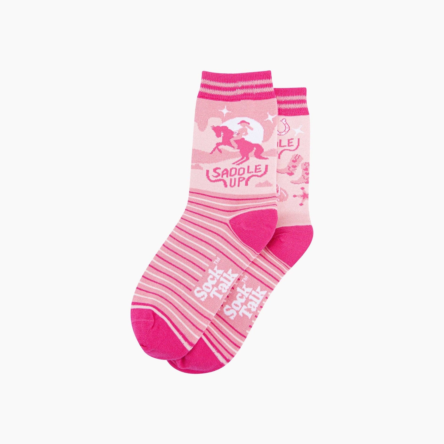 Saddle Up Horse Combed Cotton Odd Socks in Pink