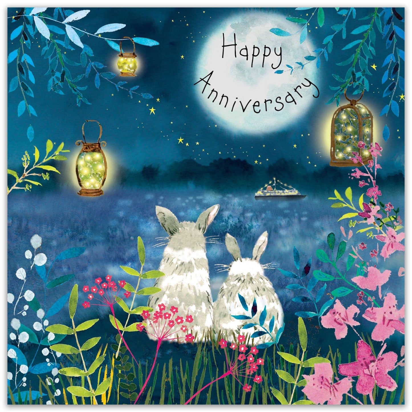 Happy Anniversary Card Rabbits