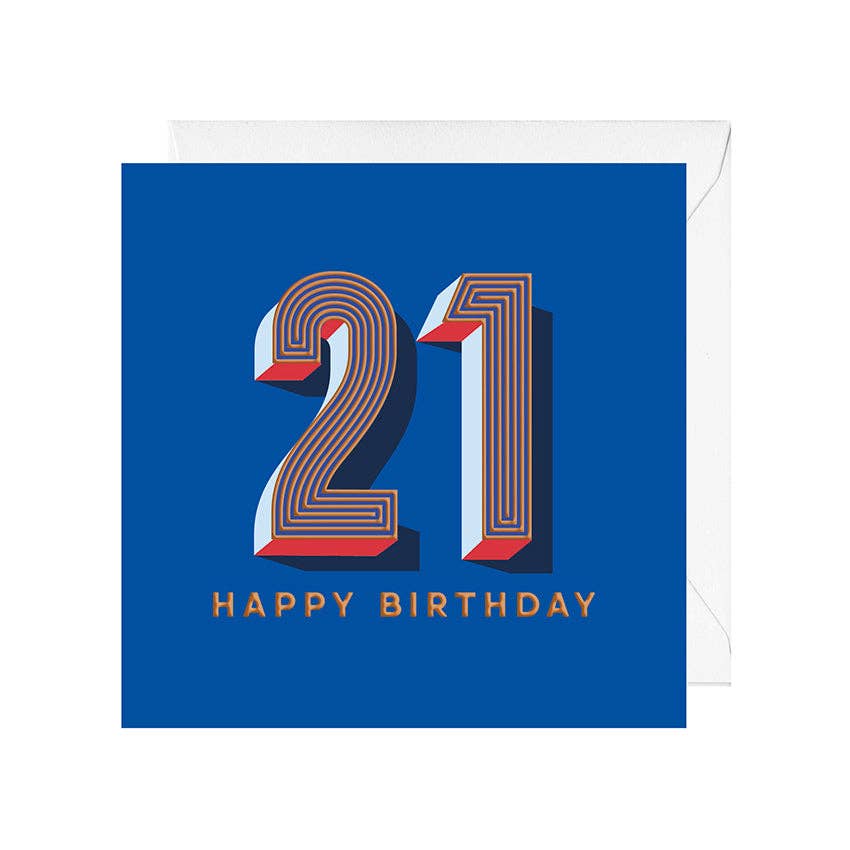 Happy Birthday 21 - Dark Blue - Milestone Age