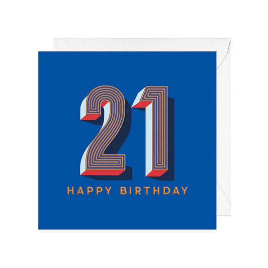 Happy Birthday 21 - Dark Blue - Milestone Age