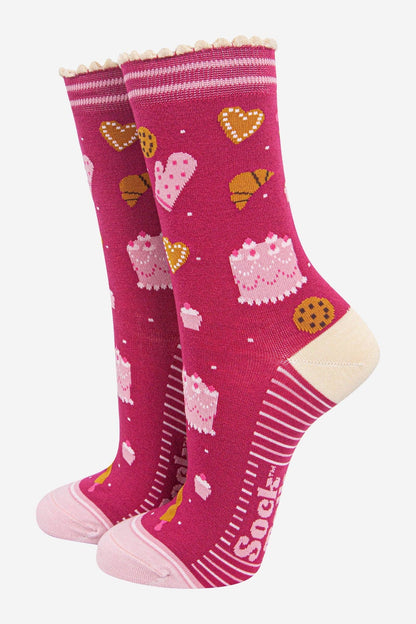 Women's Bamboo Socks - Raspberry/Light Pink, Baking