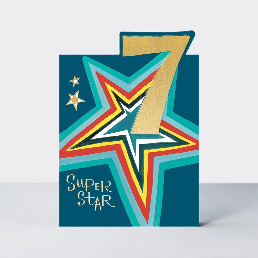 Tiptoes - Age 7 Birthday Card Boy - Star