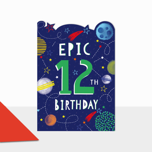 Boy 12th Birthday Space Card - Artbox Happy Birthday Epic
