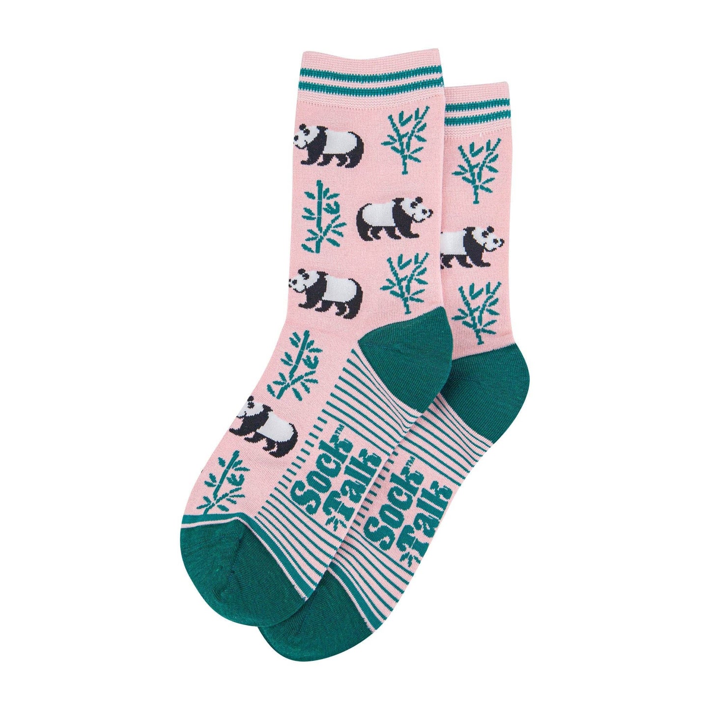 Women's Bamboo Socks - Light Pink/Green, Panda