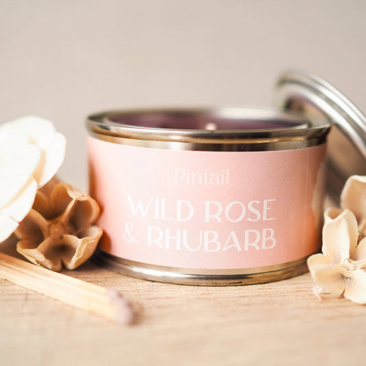 Wild Rose and Rhubarb Paint Pot Candle | Candles in Tins