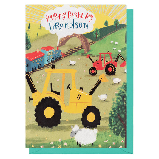 Tractors & Diggers Birthday | Grandson Birthday Card | Child