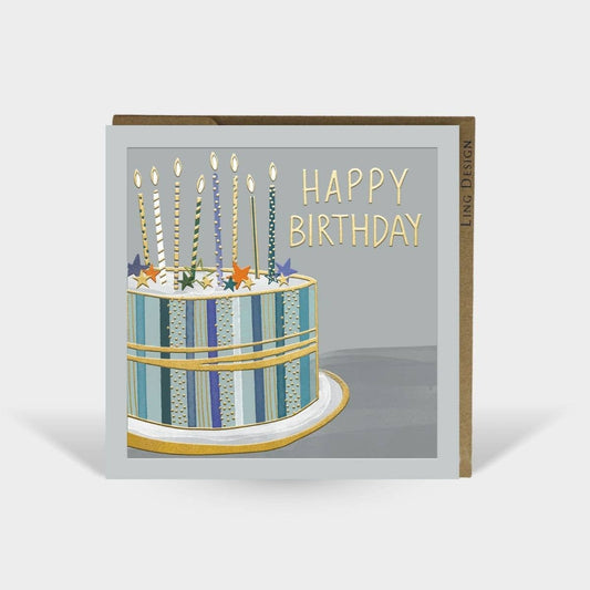 Celebration Birthday Card for Him Emboss Foil Cake