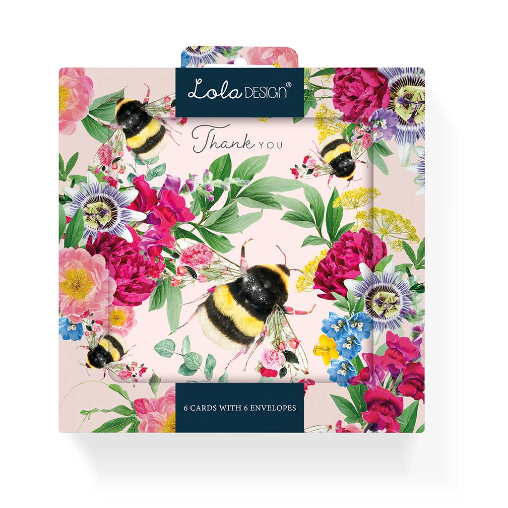 Thank You Notecard Pack – Botanical Bee Design (Pack of 6)