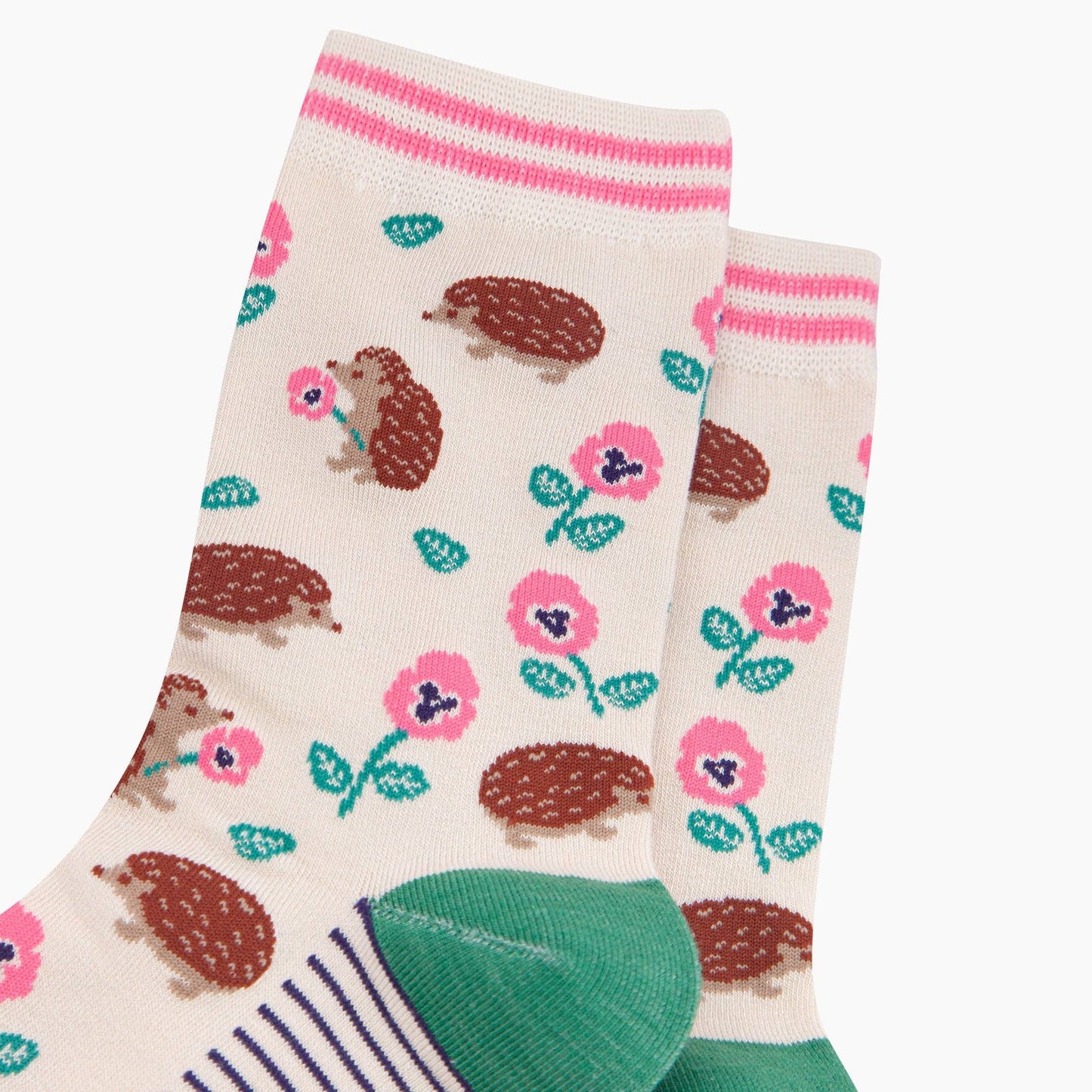 Hedgehog Floral Bamboo Socks in Cream