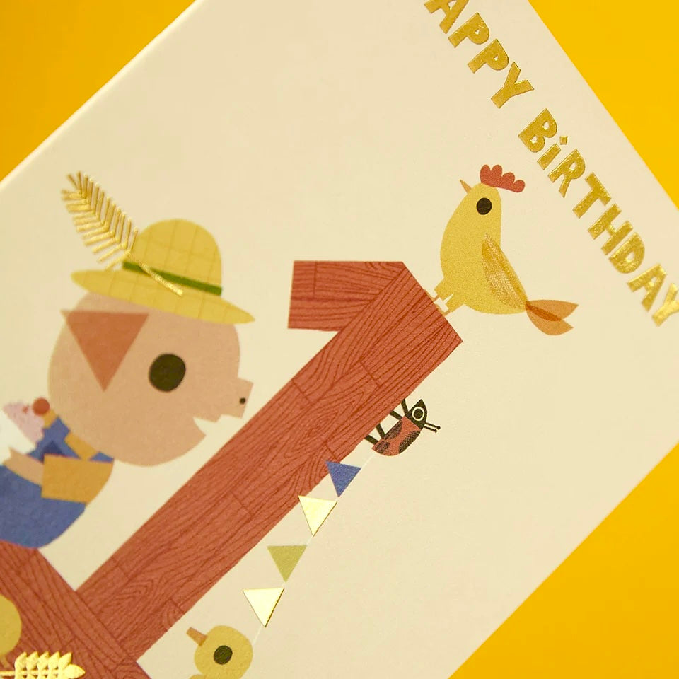 Farmer piggy age 1 card