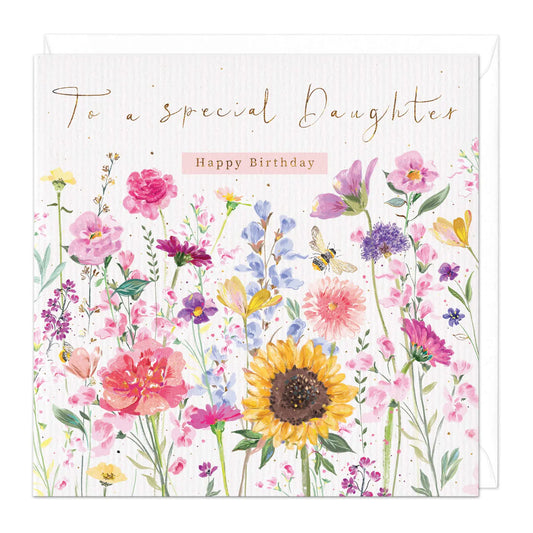 Special daughter birthday floral meadow - card