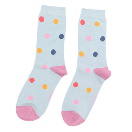 Bamboo socks - light blue polka dot spots