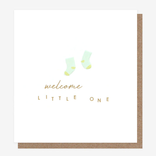 Welcome little one, blue socks - Caroline Gardner card