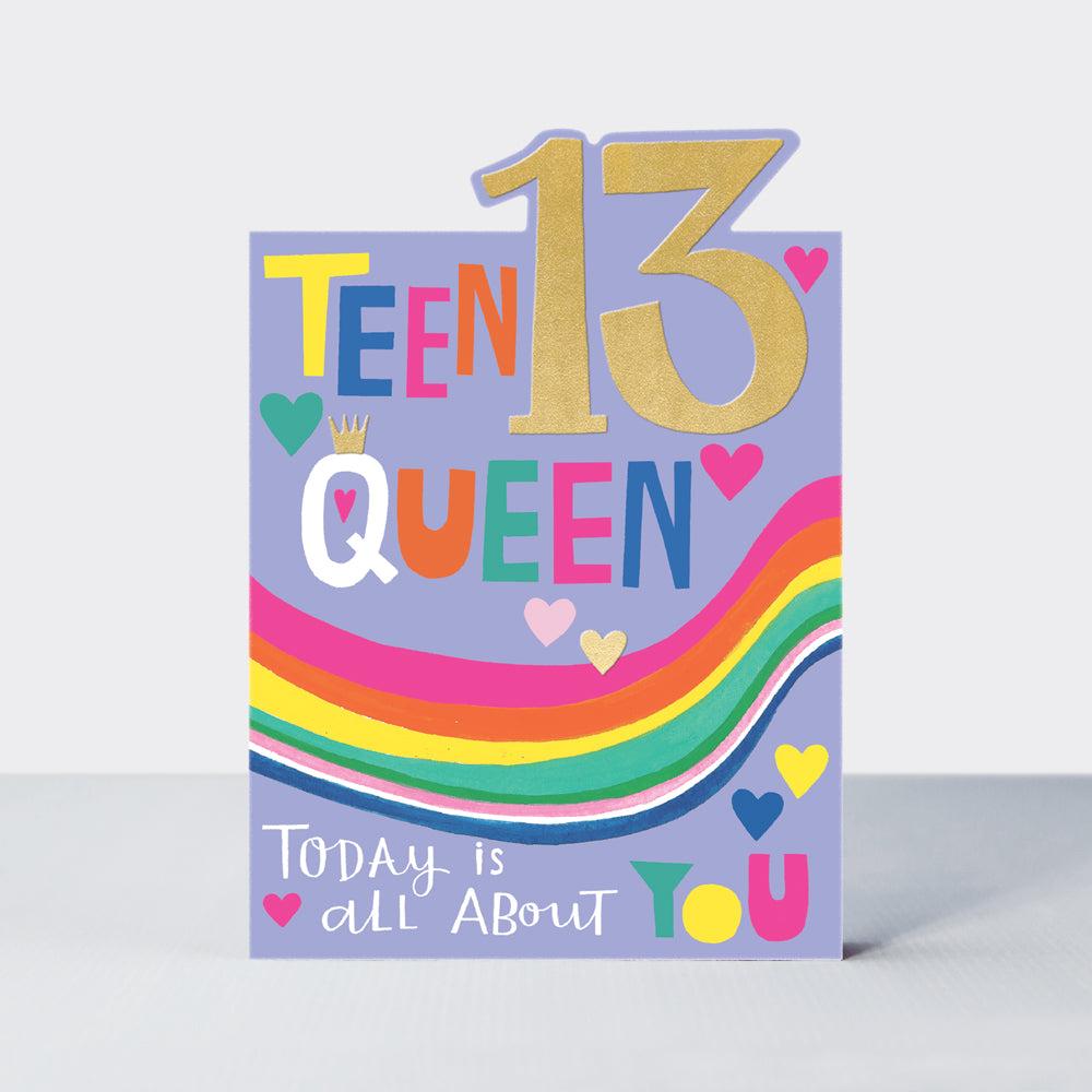 Girls 13th birthday, teen Queen - Rachel Ellen Tiptoes card