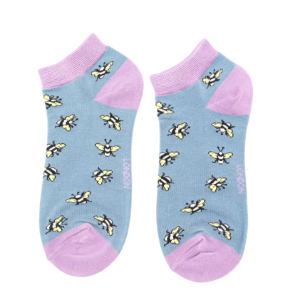 Bamboo trainer socks - blue bees