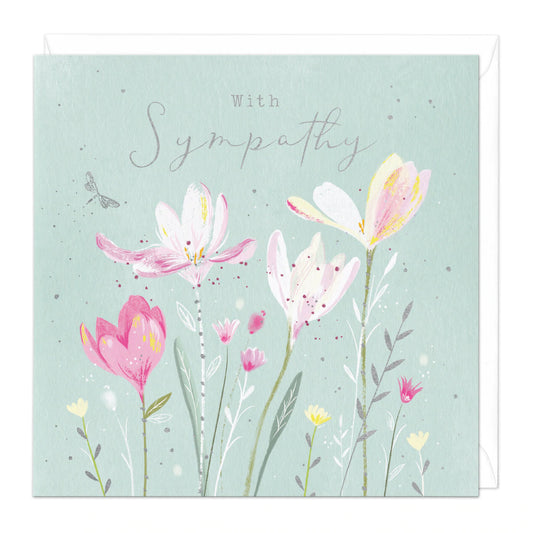 With sympathy, flowers - card