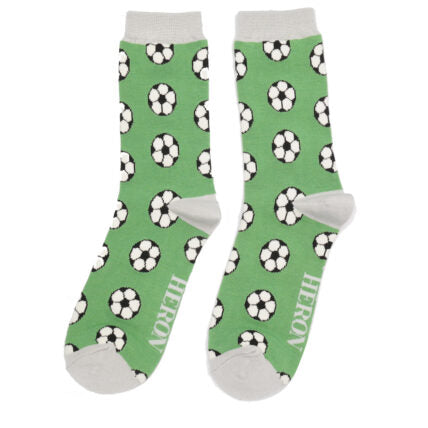 Men’s bamboo socks - mint green footballs