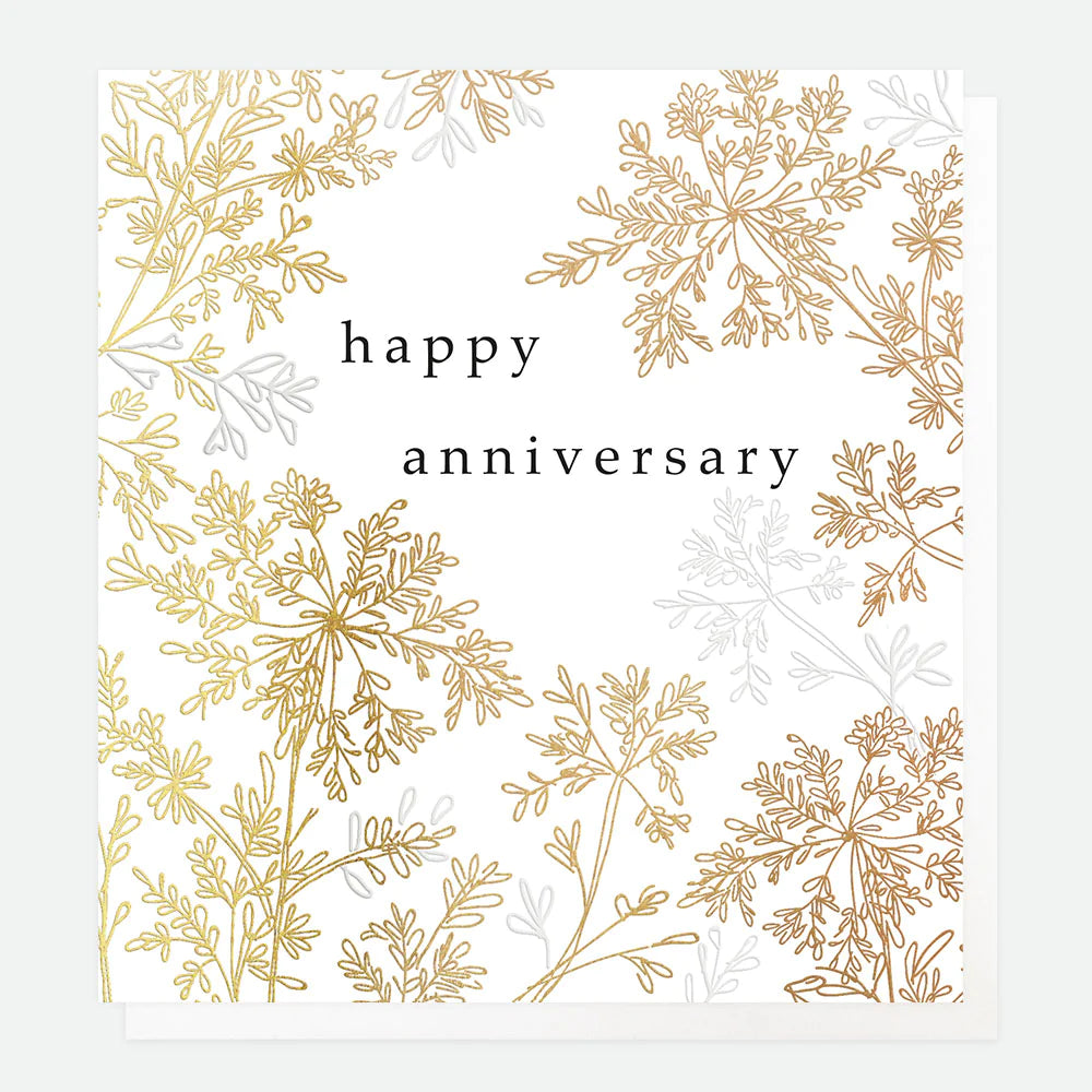 Happy anniversary gold flowers - Caroline Gardner card