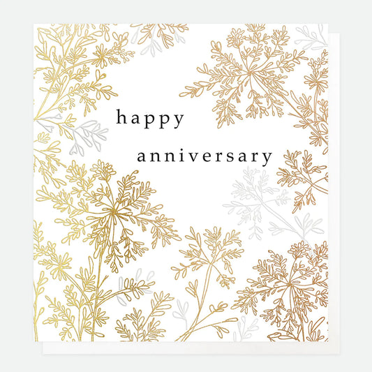 Happy anniversary gold flowers - Caroline Gardner card