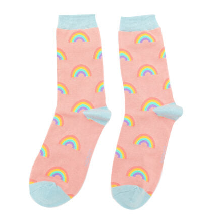 Bamboo socks - salmon pink rainbows