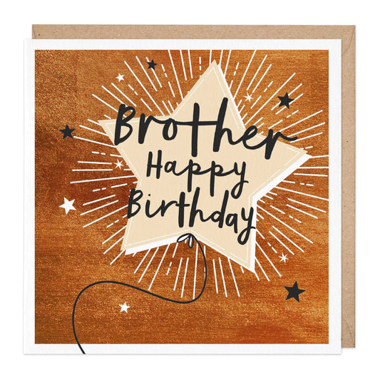 Brother, Happy birthday, copper foil star - Whistlefish card